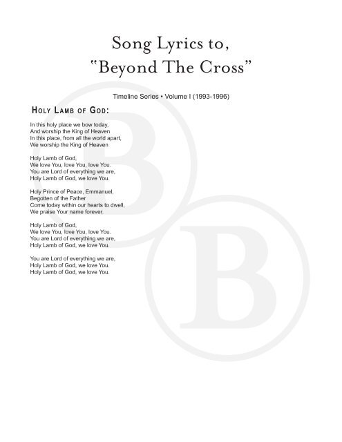 Song Lyrics To Beyond The Cross Booth Brothers