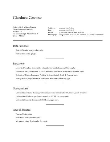 Gianluca Cassese: Curriculum Vitae