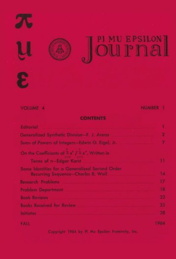 Vol. 4 No 1 - Pi Mu Epsilon