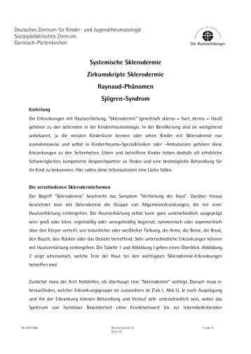 Systemische Sklerodermie Zirkumskripte Sklerodermie Raynaud  ...