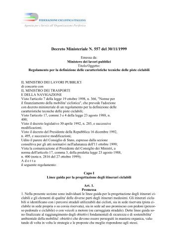 Decreto Ministeriale N. 557 del 30/11/1999 - MobilitÃ  Regione Puglia