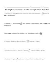 Density Worksheet Mrsyeomanssciencepage