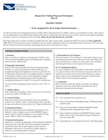 NIH Form 829 Parts 1 and 2 - NIH Division of International Services