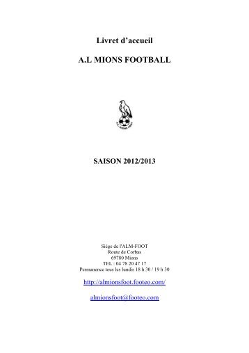 Livret d'accueil AL MIONS FOOTBALL SAISON 2012/2013