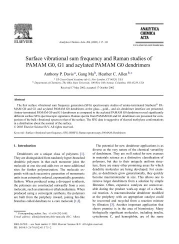 Surface vibrational sum frequency and Raman studies of PAMAM ...