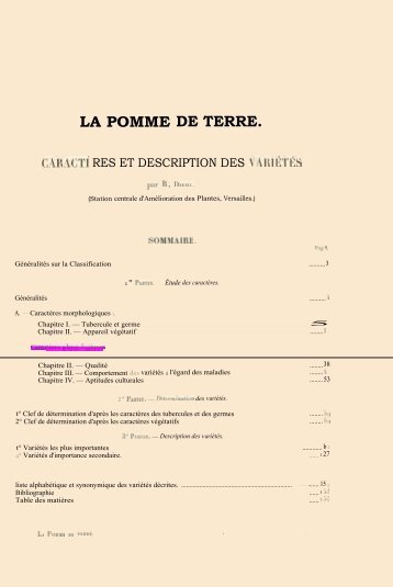 R. DIEHL. La pomme de terre ; caractÃ¨res et description des variÃ©tÃ©s.