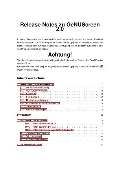 genuscreen Version 2.0 Release Notes - GeNUA