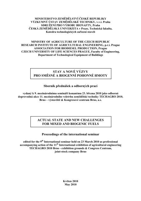 MINISTERSTVO ZEMDLSTVÃ„Â‚Ã…Â¤ ESKÃ„Â‚Ã¢Â€Â° REPUBLIKY - SVT