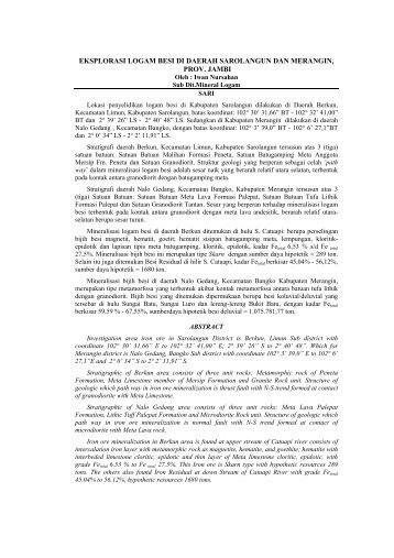 Eksplorasi Logam Besi di Daerah Kab. Sarolangun dan