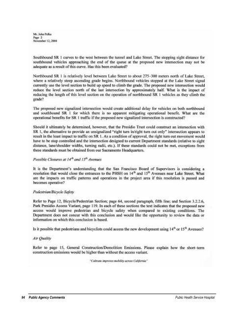 Response to Comments - Presidio Trust