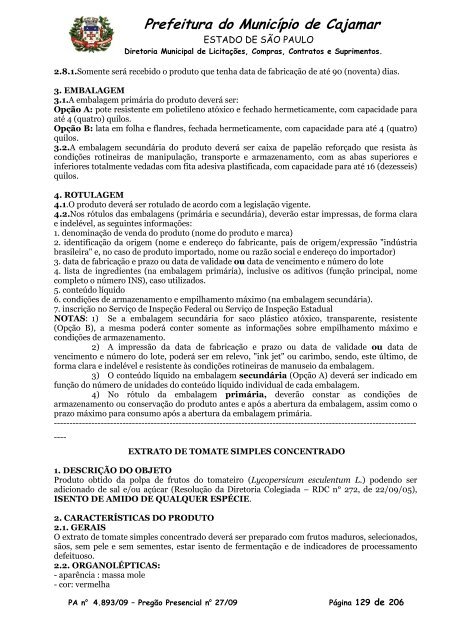 PA 4893-09 - NOVA LICITAÇÃO MERENDA - Prefeitura de Cajamar