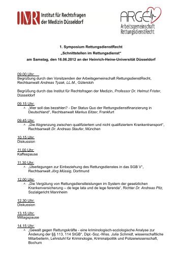 1. Symposium RettungsdienstRecht ... - Notarzt-dortmund