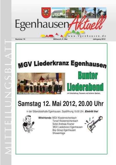 Samstag 12. Mai 2012, 20.00 Uhr - Egenhausen