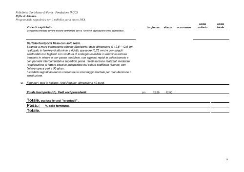 Capitolato con Computo metrico estimativo - fareonline.it