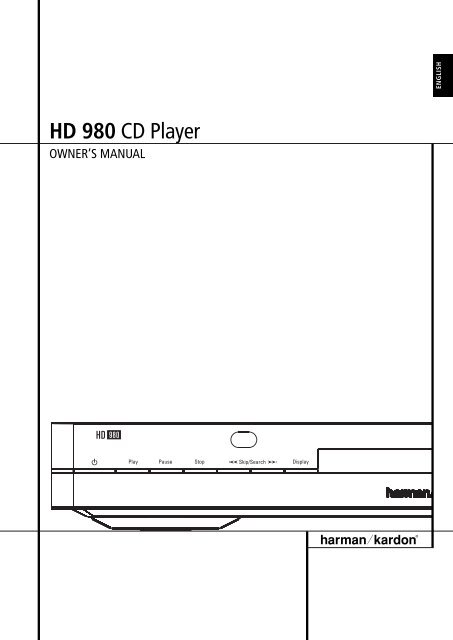 Owners Manual - HD 980 - Harman Kardon