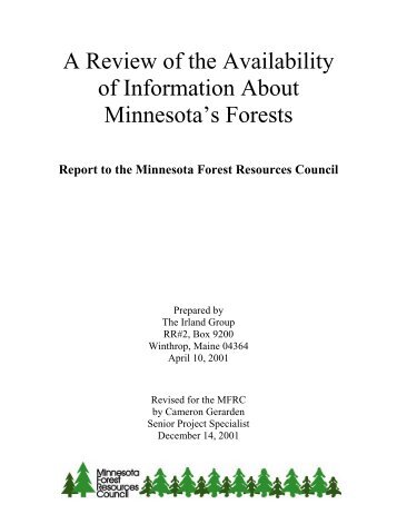 A Review of the Availability of Information About Minnesota's Forests