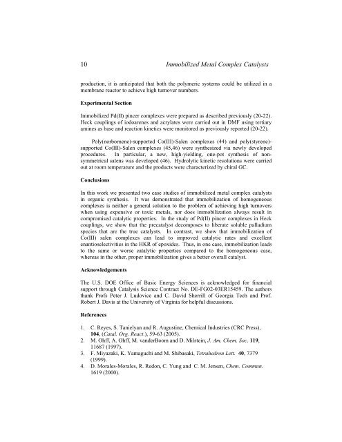 Catalysis of Organic..