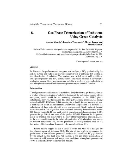 Catalysis of Organic..