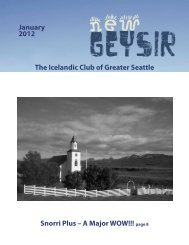 January 2012 The Icelandic Club of Greater Seattle Snorri Plus – A ...