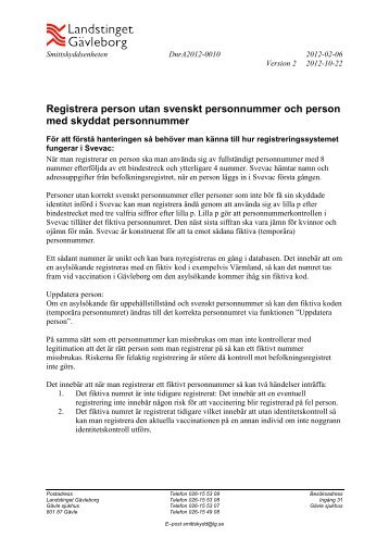 Registrera person med skyddad identitiet - Landstinget GÃ¤vleborg