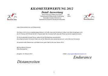 Kilometerwertung - bei swissendurance.ch!