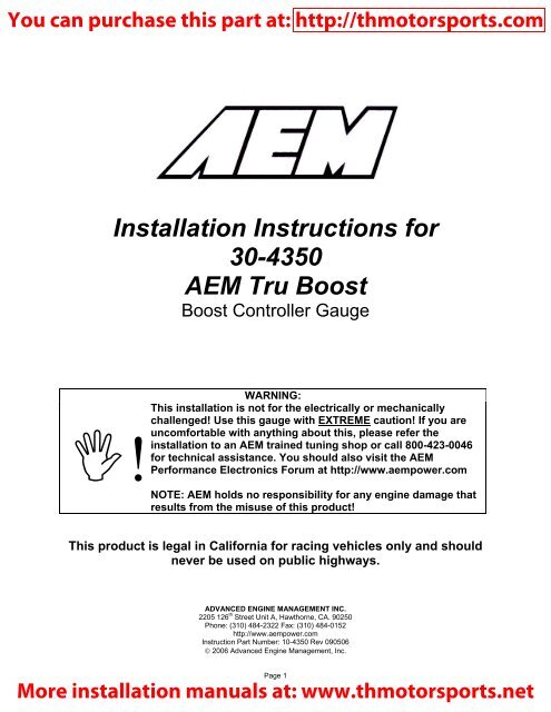 Installation Instructions 30-4350.pdf - THMotorsports.net