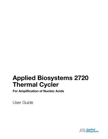 Applied Biosystems 2720 Thermal Cycler For Amplification of ...