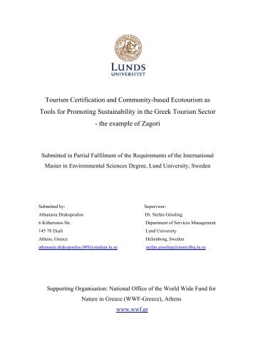 Thesis title: âThe development of community-based ecotourism - lumes