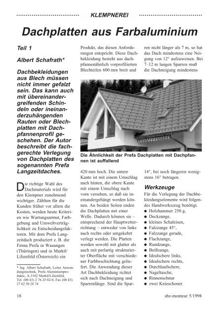 Prefa Dach Kosten