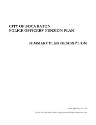 CITY OF BOCA RATON POLICE OFFICERS' PENSION PLAN ...