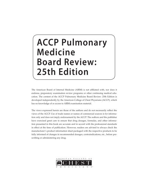 ACCP Pulmonary Medicine Board Review 25th Edition