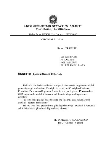 LICEO SCIENTIFICO STATALE âG. GALILEIâ Via C ... - Presidegalilei.it