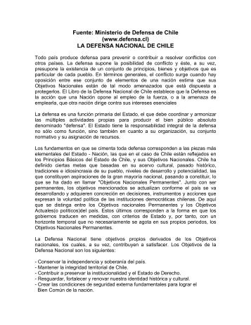 LA DEFENSA NACIONAL DE CHILE - Ministerio de Defensa Nacional