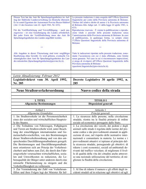 StVO-TITEL I - Gemeinde Brixen