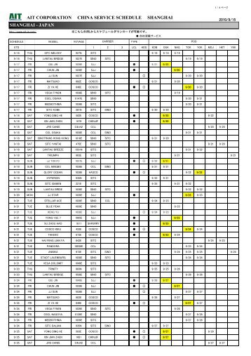 AIT CORPORATION CHINA SERVICE SCHEDULE ... - ã¨ã¼ã¢ã¤ãã¤ã¼