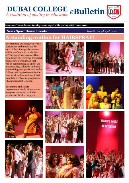 A standing ovation for HAIRSPRAY! eBulletin - Dubai College