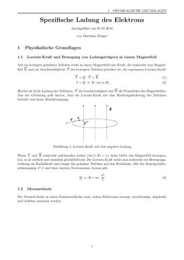 Spezifische Ladung des Elektrons - auf Matthias-Draeger.info