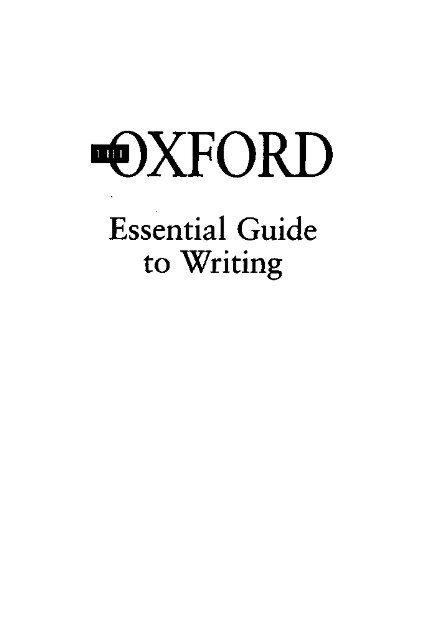 Oxford Essential Guide To Writing