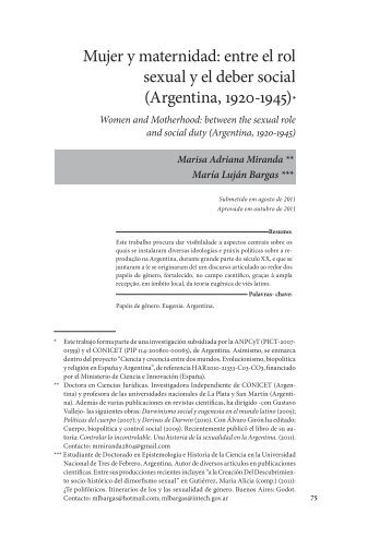 Mujer y maternidad: entre el rol sexual y el deber social - IIB-INTECH