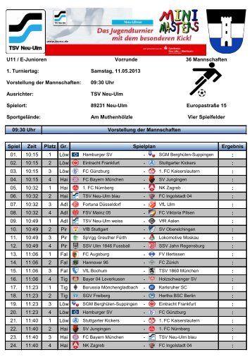 Spielplan Mini Masters 2012 36M - TSV Neu-Ulm