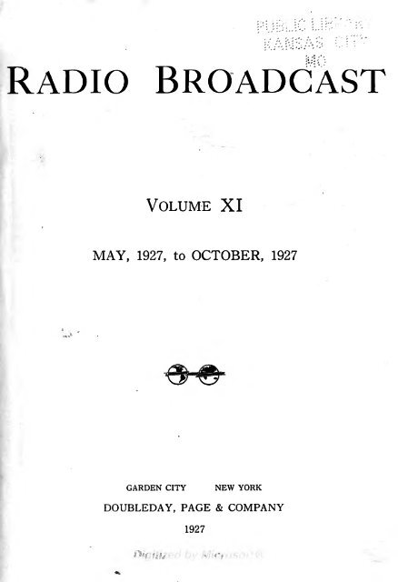 Radio Broadcast - 1927, May - 61 Pages, 4.9 MB ... - VacuumTubeEra