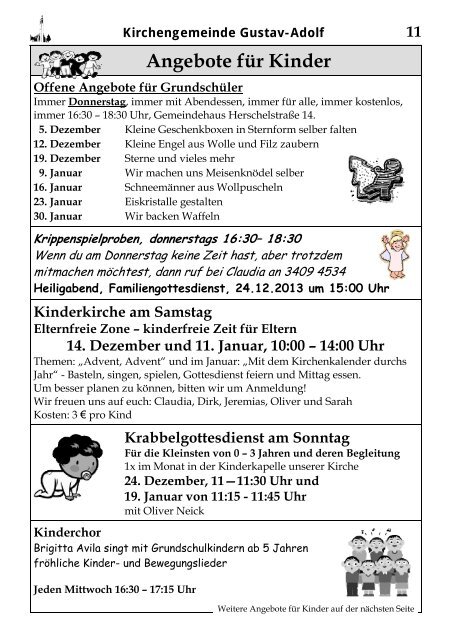 Dezember 2013/Januar 2014 - Kirchengemeinde Gustav-Adolf