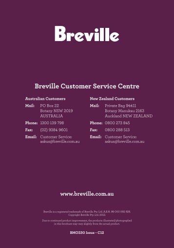 Get the Instruction Book for this product - Breville