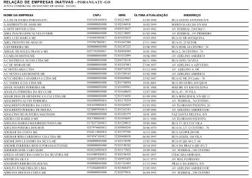 RELAÃÃO DE EMPRESAS INATIVAS - PORANGATU-GO - Juceg