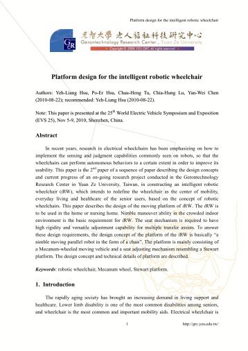 Platform design for the intelligent robotic wheelchair