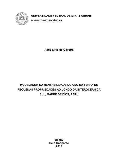 Modelagem da rentabilidade do uso da terra de pequenas ...