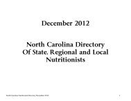 North Carolina Nutrition Services Branch