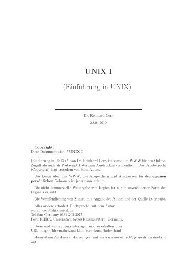 UNIX I (Einführung in UNIX) - RHRK