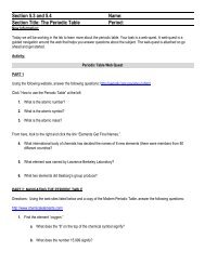 Section 5.3 and 5.4 Name: Section Title: The Periodic Table Period: