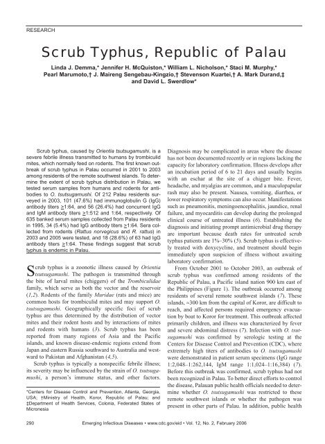 Demma, et al: Scrub Typhus, Republic of Palau - Friends of Tobi Island